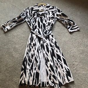 DVF black and white cotton shirt dress.